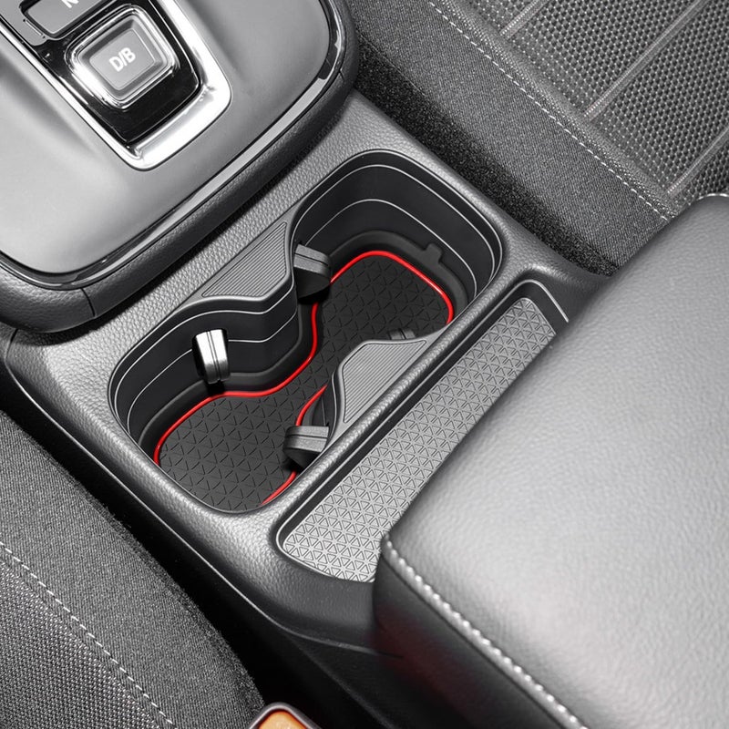 KENTUTO for Honda CRV Accessories 2023 2024 2025 2026 3D Cup Holder Center Console Liner Inserts Silicone Anti-dust Mat Pad Interior Decoration (2 Pcs, Red Trim) - Image 2